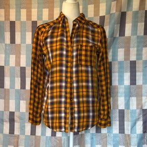 Abercrombie & Fitch Women’s Rust Orange Plaid Flannel Shirt W/Embroidere…